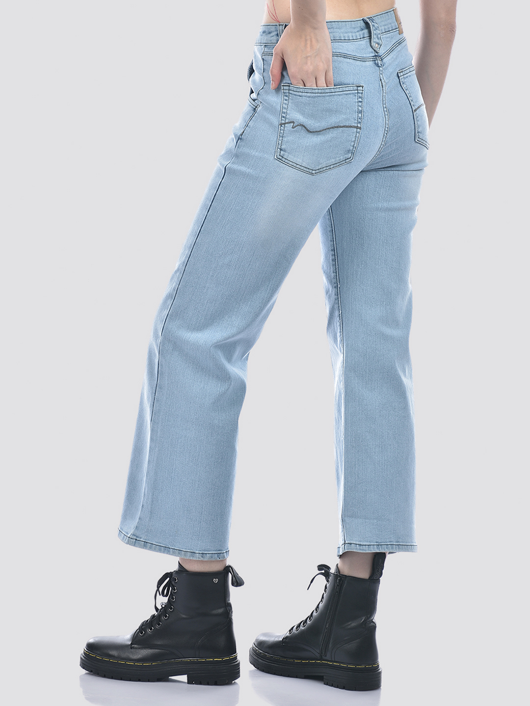 Numero Uno Women Washed Blue Wide Leg Sustainable Jeans